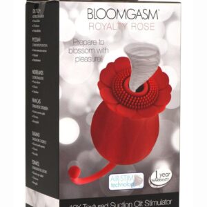 Inmi Bloomgasm Royalty Rose Rechargeable Silicone Textured Suction Clitoral Stimulator - Red