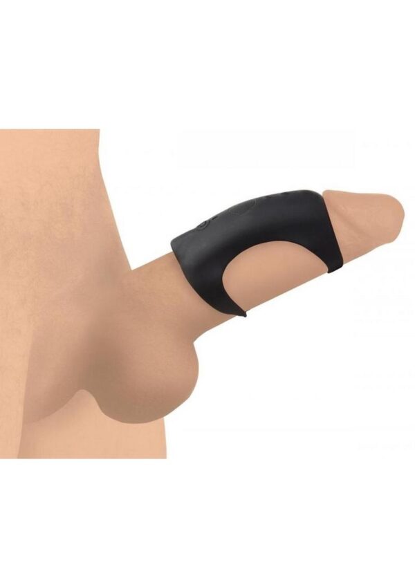 Trinity Men 7X G-Shaft Silicone Rechargeable Cock Ring with Remote Control - Black - Image 4