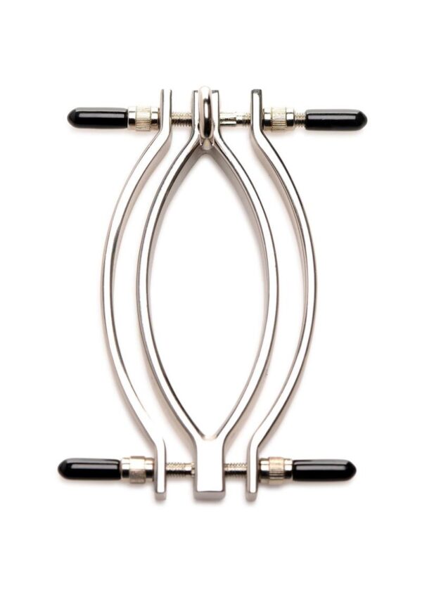Master Series Pussy Tugger Adjustable Pussy Clamp with Leash - Silver - Image 3