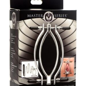 Master Series Pussy Tugger Adjustable Pussy Clamp with Leash - Silver