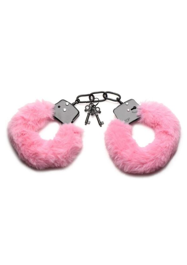 Master Series Cuffed in Fur Furry Handcuffs - Pink - Image 2