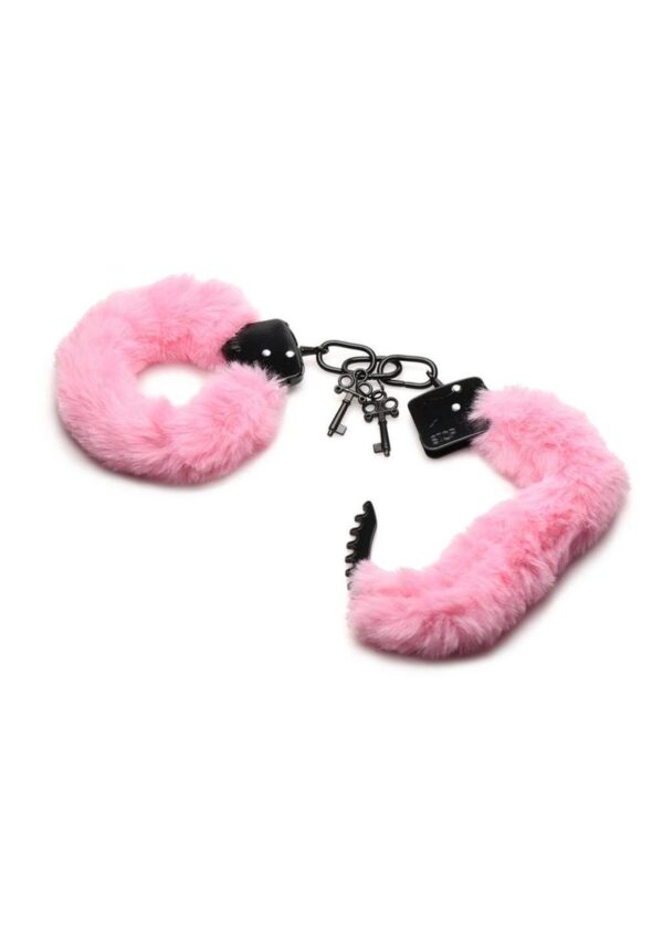 Master Series Cuffed in Fur Furry Handcuffs - Pink - Image 3