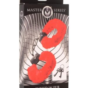 Master Series Cuffed in Fur Furry Handcuffs - Red