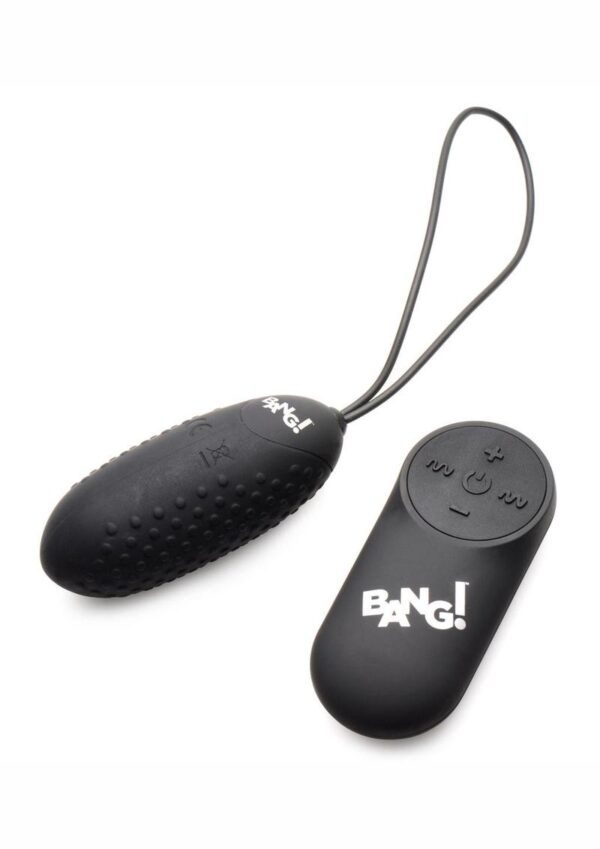 Bang! 28X Nubbed Rechargeable Silicone Egg with Remote Control - Black - Image 2