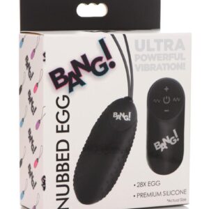 Bang! 28X Nubbed Rechargeable Silicone Egg with Remote Control - Black