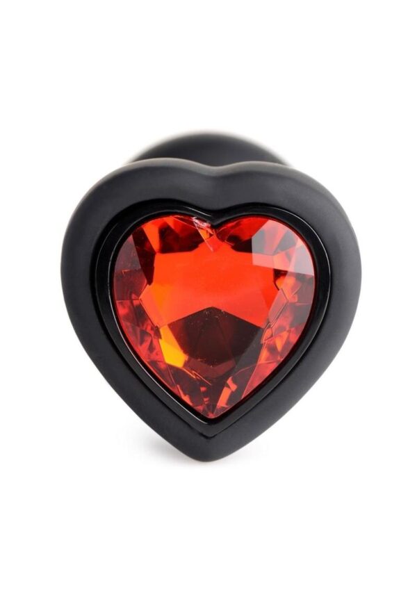 Booty Sparks 28X Rechargeable Silicone Vibrating Heart Anal Plug with Remote Control - Small - Red - Image 3