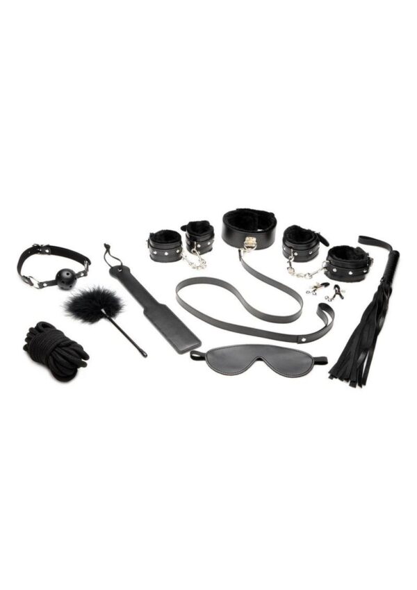 Master Series Hook Up Plush Bondage Set (10 Piece) - Black - Image 2