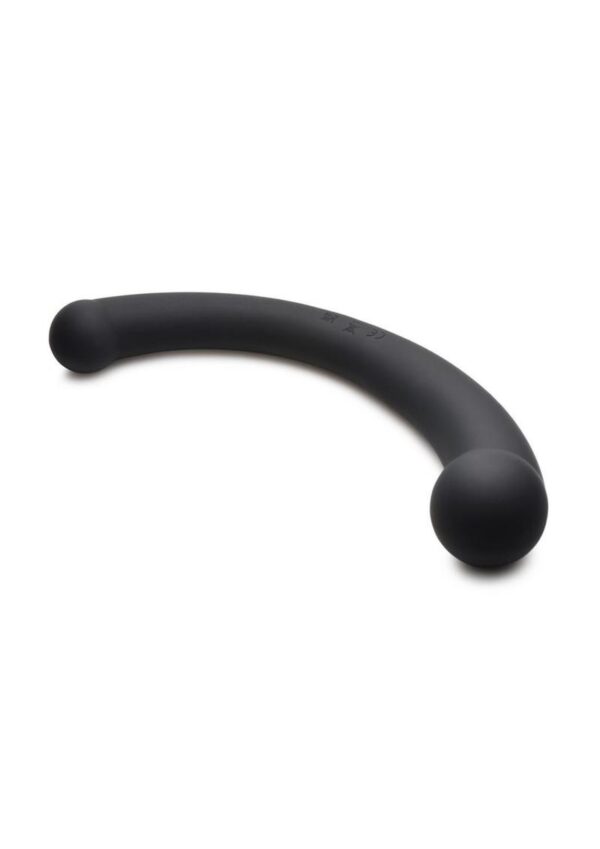 Master Series 10X Vibra-Crescent Rechargeable Silicone Vibrating Dual Ended Dildo - Black - Image 2