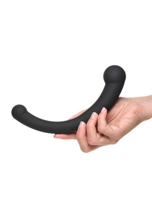 Master Series 10X Vibra-Crescent Rechargeable Silicone Vibrating Dual Ended Dildo - Black - Image 4