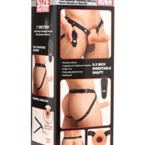 Size Matters 2 Erection 28X Realistic Vibrating Rechargeable Silicone Penis Sheath with Remote Control - Vanilla