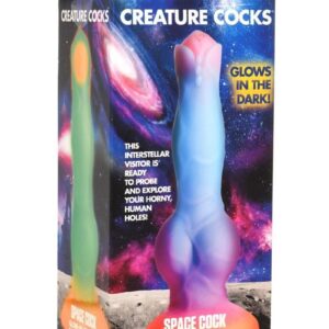 Creature Cocks Space Cock Glow in The Dark Silicone Alien Dildo - Orange/Purple/Blue