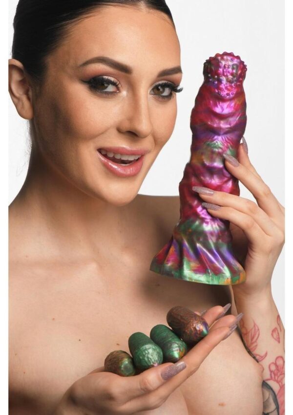 Creature Cocks Larva Silicone Ovipositor Dildo with Eggs - Multicolor - Image 4