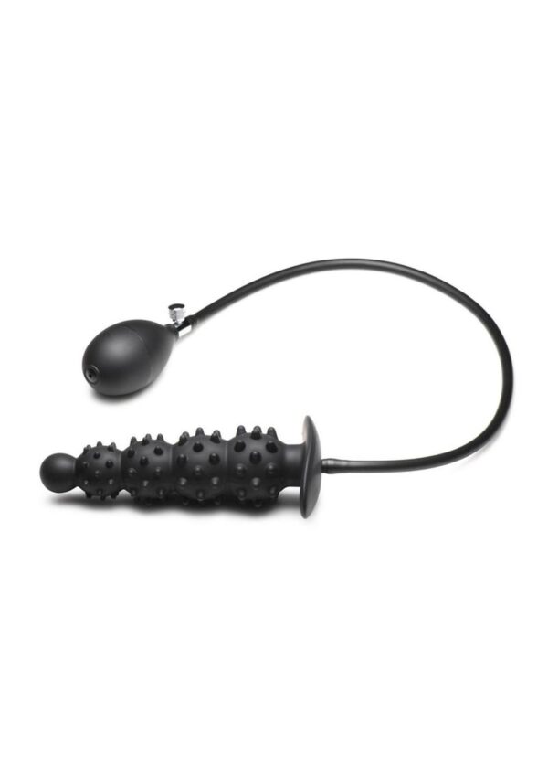 Master Series Ass Puffer Nubbed Inflatable Silicone Anal Plug - Black - Image 2
