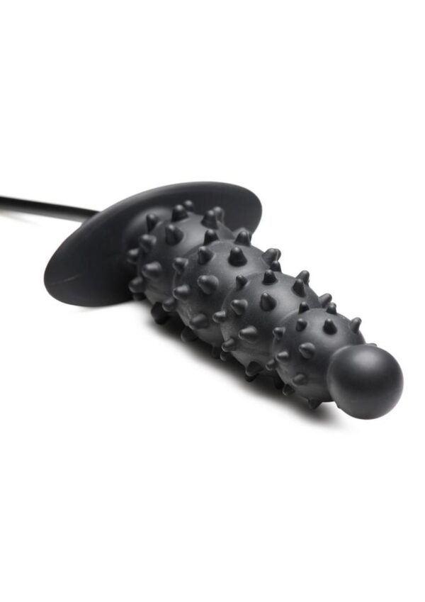 Master Series Ass Puffer Nubbed Inflatable Silicone Anal Plug - Black - Image 3