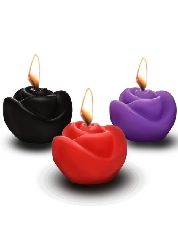 Master Series Fire Garden Rose Candle Set (3 Per Set) - Black/Purple/Red - Image 2