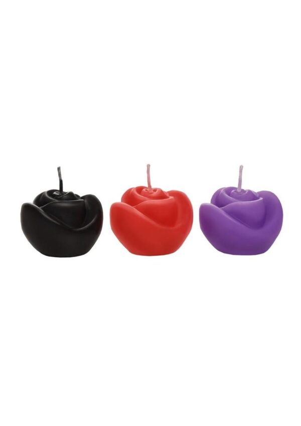Master Series Fire Garden Rose Candle Set (3 Per Set) - Black/Purple/Red - Image 3