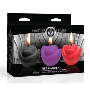 Master Series Fire Garden Rose Candle Set (3 Per Set) - Black/Purple/Red