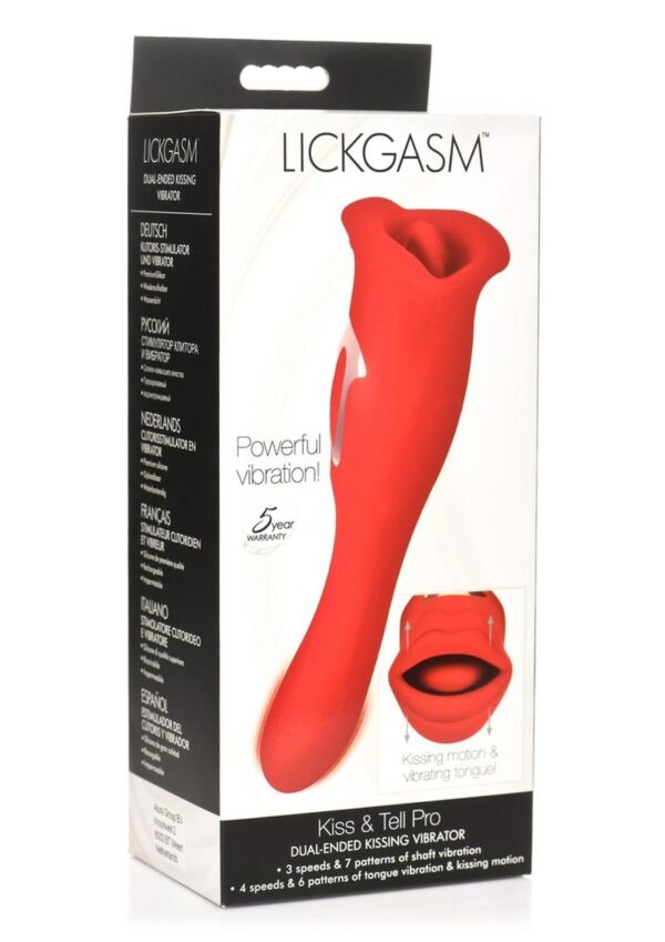 Lickgasm Kiss and Tell Pro Dual-Ended Kissing Rechargeable Silicone Clitoral Vibrator - Red