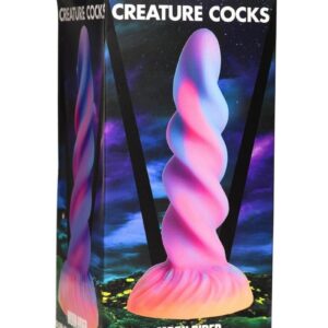 Creature Cocks Moon Rider Glow in the Dark Unicorn Silicone Dildo - Multicolor