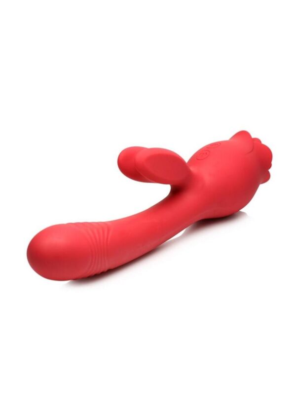 Bloomgasm Blooming Bunny Sucking and Thrusting Silicone Rechargeable Rabbit Vibrator - Red - Image 3