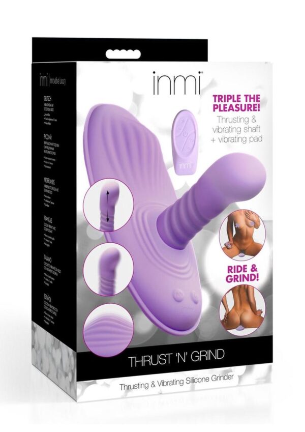 Inmi Thrust N Grind Thrusting and Vibrating Rechargeable Silicone Grinder Pad with Remote Control - Purple