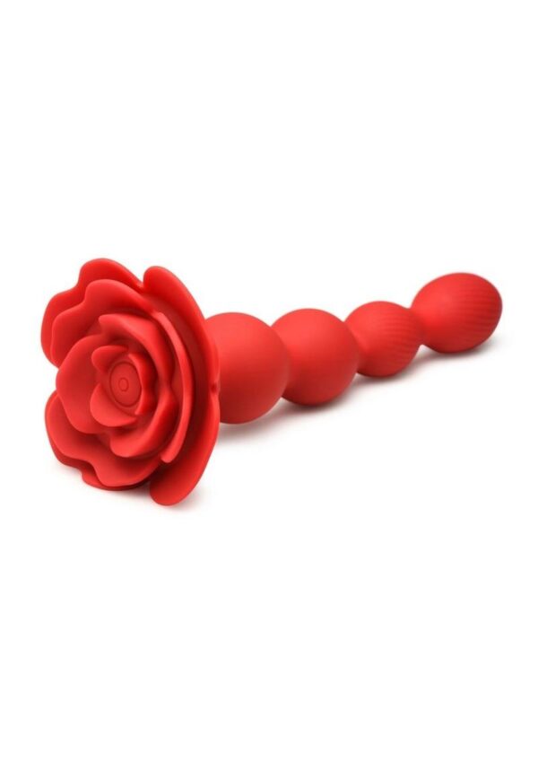 Bloomgasm Rose Twirl Rechargeable Silicone Rotating Anal Beads - Red - Image 2