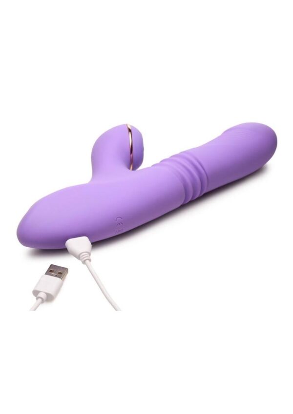 Shegasm Pro-Thrust Max Rechargeable Silicone Thrusting and Pulsing Rabbit - Purple - Image 3