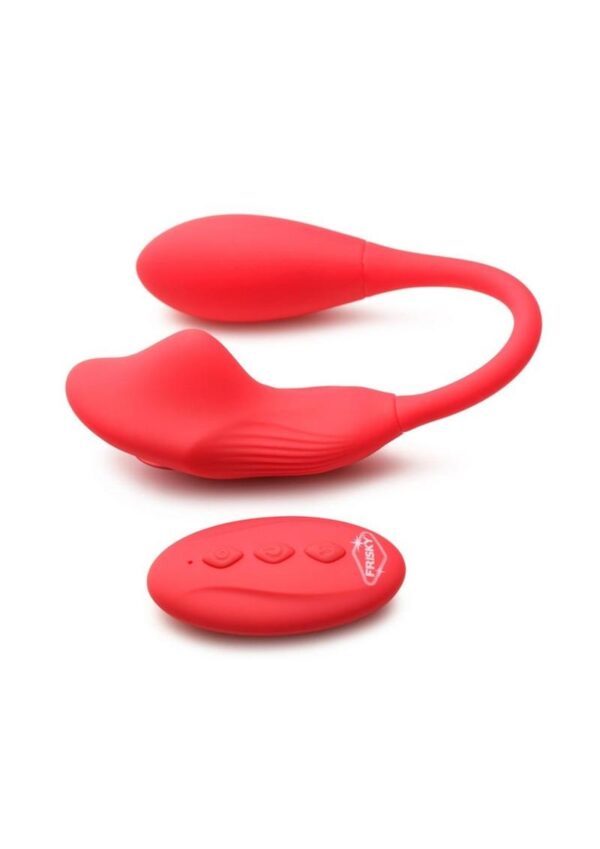 Frisky Double Love Connection Rechargeable Silicone Panty Vibe with Remote Control  - Red - Image 3