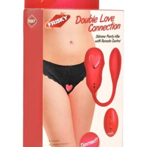 Frisky Double Love Connection Rechargeable Silicone Panty Vibe with Remote Control  - Red