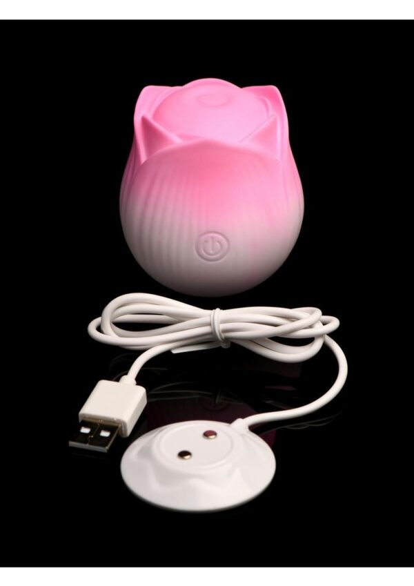 Bloomgasm Pulsing Petals Throbbing Silicone Rechargeable Rose Stimulator - Pink - Image 4