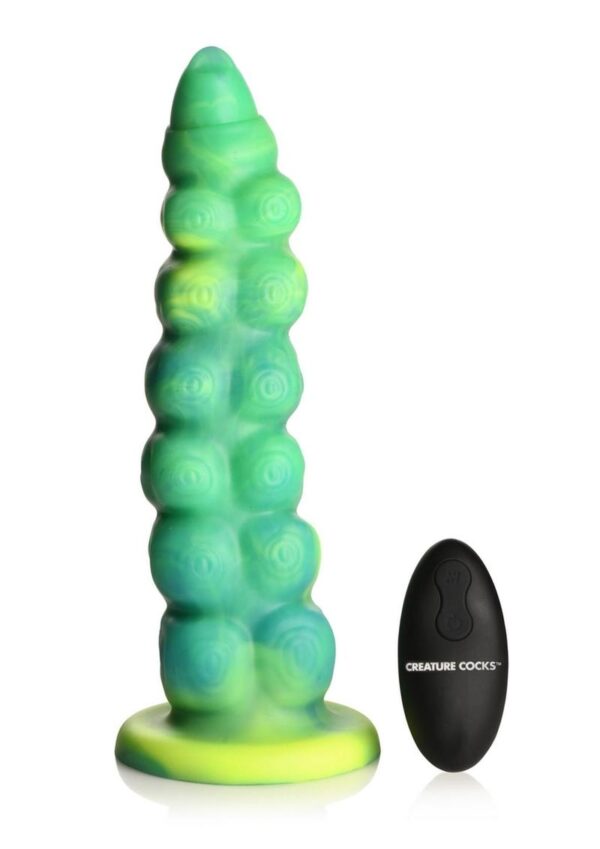 Creature Cocks Squirmer Thrusting and Vibrating Rechargeable Silicone Dildo - Green/Yellow - Image 2