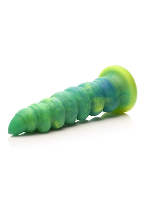 Creature Cocks Squirmer Thrusting and Vibrating Rechargeable Silicone Dildo - Green/Yellow - Image 3