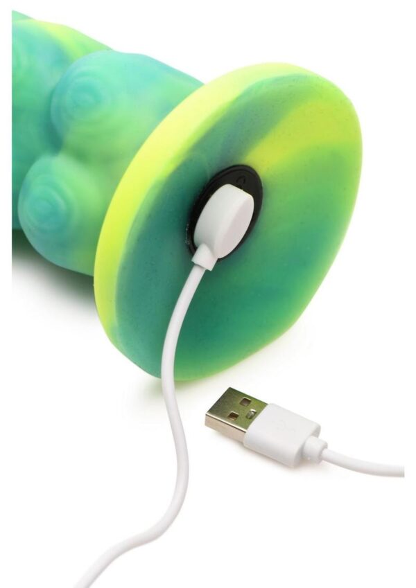 Creature Cocks Squirmer Thrusting and Vibrating Rechargeable Silicone Dildo - Green/Yellow - Image 4