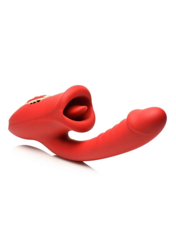 Lickgasm Deep Kiss Kissing Rechargeable Silicone Rabbit Vibrator - Red - Image 2