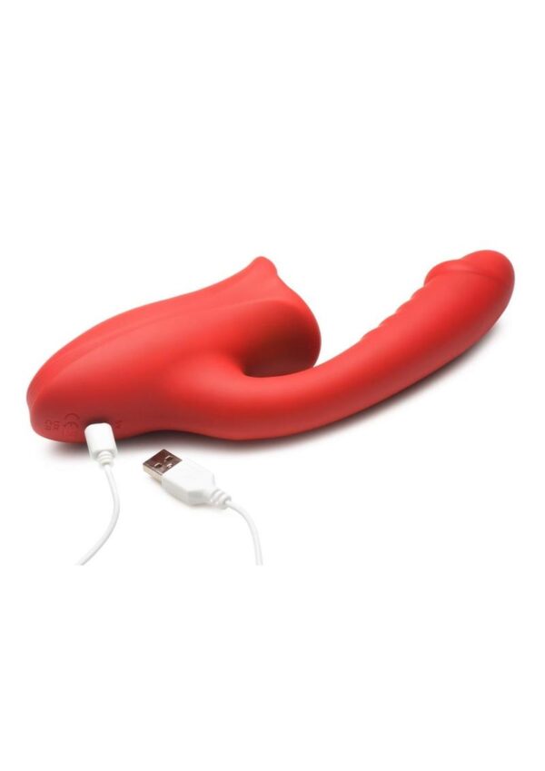 Lickgasm Deep Kiss Kissing Rechargeable Silicone Rabbit Vibrator - Red - Image 3