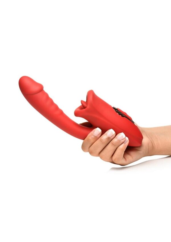 Lickgasm Deep Kiss Kissing Rechargeable Silicone Rabbit Vibrator - Red - Image 4