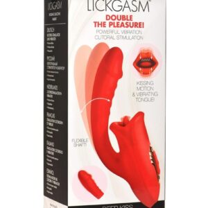 Lickgasm Deep Kiss Kissing Rechargeable Silicone Rabbit Vibrator - Red