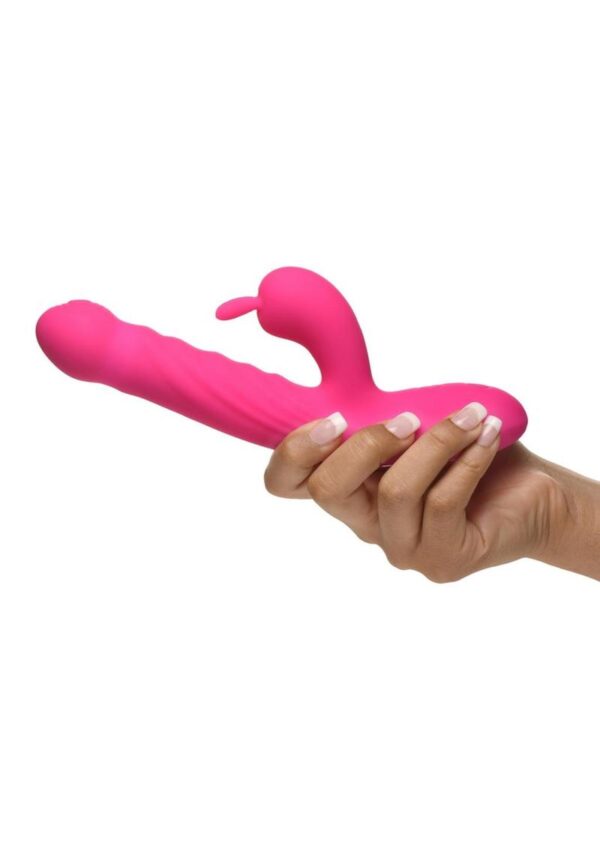 Bang! Thrusting and Vibrating Rechargeable Silicone Rabbit Vibrator - Pink - Image 4