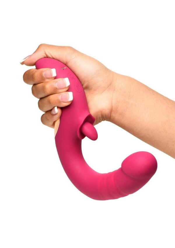 Lickgasm Tease and Please Rechargeable Silicone Thrusting andamp; Licking Vibrator - Pink - Image 3