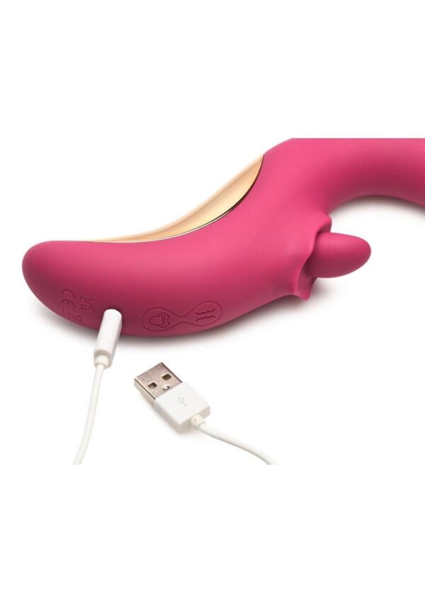 Lickgasm Tease and Please Rechargeable Silicone Thrusting andamp; Licking Vibrator - Pink - Image 4