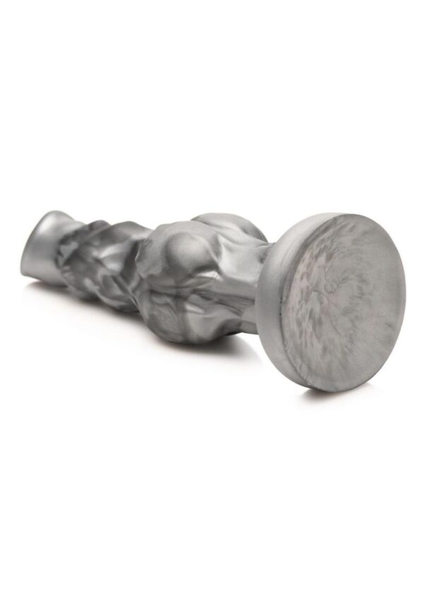 Night Prowler Silicone Dildo - Medium - Silver/Black - Image 4