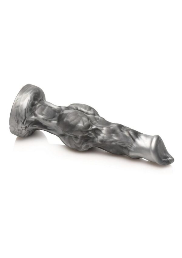 Night Prowler Silicone Dildo - Small - Silver/Black - Image 2