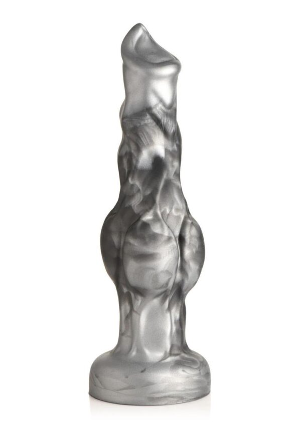 Night Prowler Silicone Dildo - Small - Silver/Black - Image 3