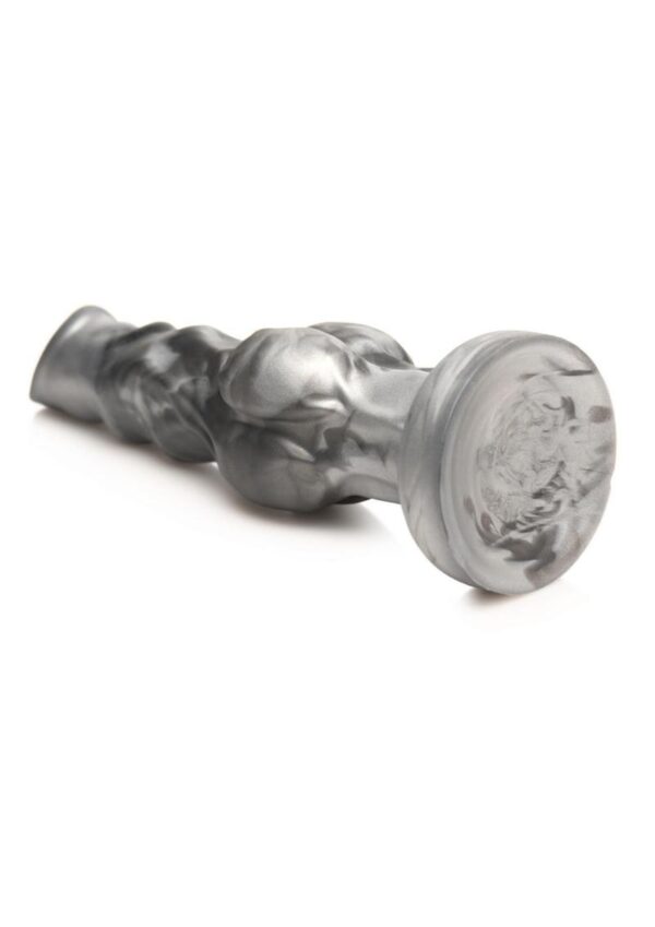 Night Prowler Silicone Dildo - Small - Silver/Black - Image 4