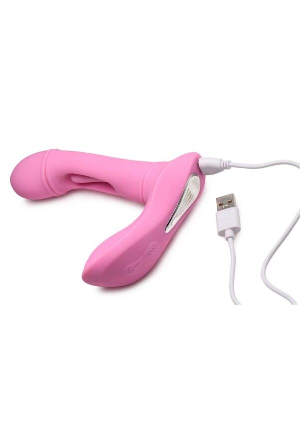Flickers G-Flick Flicking G-Spot Rechargeable Silicone Vibrator with Remote Control - Pink - Image 3