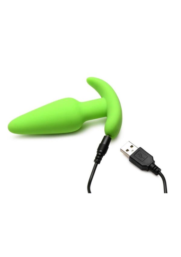 Bang! 21X Glow in The Dark Rechargeable Silicone Butt Plug with Remote Control - Green - Image 4