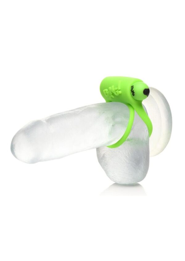 Bang! 28X Glow in The Dark Rechargeable Silicone Cock Ring with Remote Control - Green - Image 4