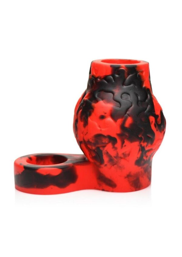Creature Cocks Hell Hound Silicone Penis Sleeve - Large - Red/Black - Image 2
