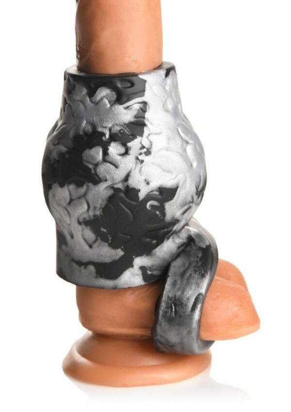 Creature Cocks Night Prowler Silicone Penis Sleeve - Large - Silver/Black - Image 4
