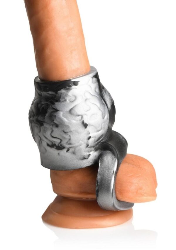 Creature Cocks Night Prowler Silicone Penis Sleeve - Medium - Silver/Black - Image 4